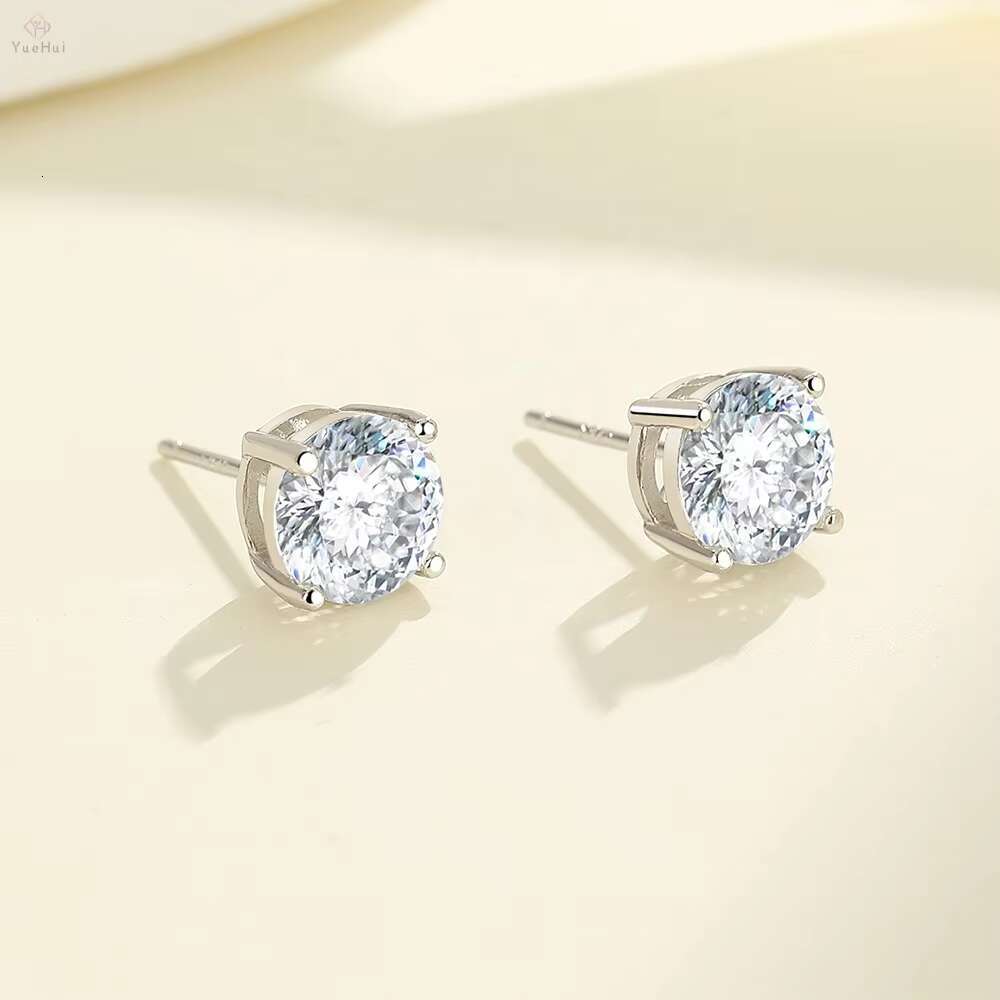 1ct 2ct d Color 925 Sterling Silver Luxury Diamond Vvs 100 Facet Russian Portuguese Cut Moissanite Earrings Stud