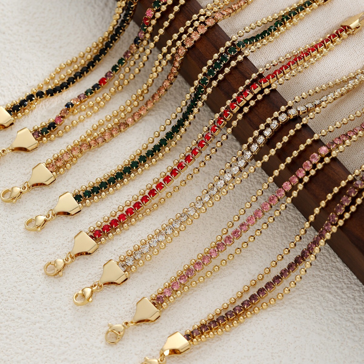 Bohemian Style Unique Small Multi-layer Gold Beads Colorful Vacuum Plated Titanium Steel Bracelet Accessories