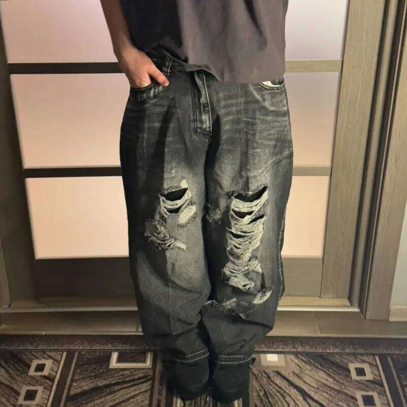 Streetwear New Fashion Oversized Pattern Printing Old Baggy Jeans Women Y2k Gothic Hip Hop Popular High Waist Wide Leg Pants