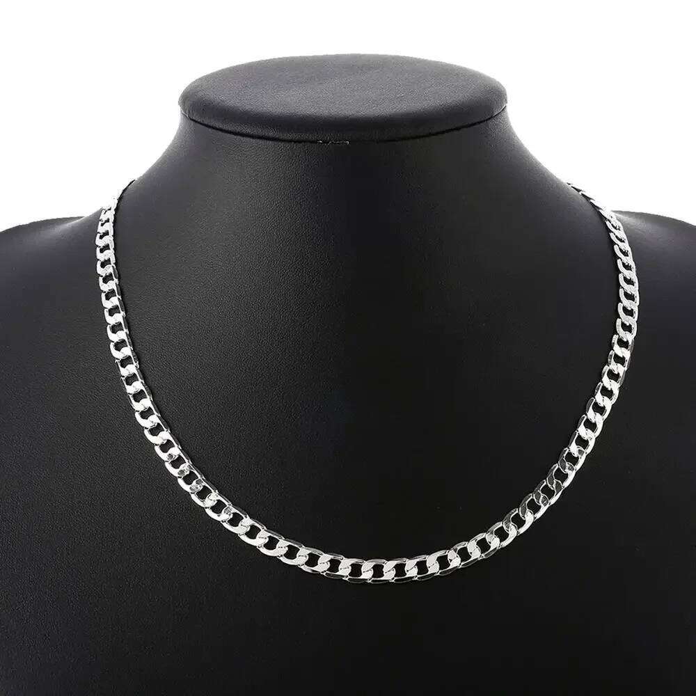 Special Offer Sterling Sier Classic 6Mm Geometry Chain Bracelet Necklaces Jewelry Sets For Women Fashion Party Wedding