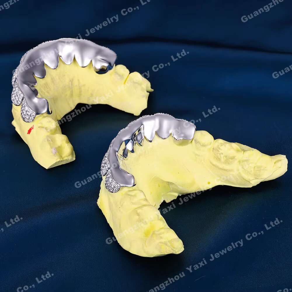 Custom Top Bottom 8 S925 Silver 9K 10K 14K 18K Solid Gold Grillz Iced Out VVS Moissanite Lab Natural Diamond Grillz for Teeth