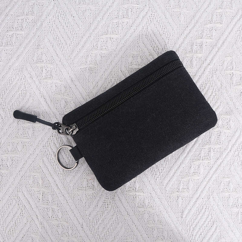 Canvas Purse Portable Small with Lanyard and Buckle for Women Wallet Coin Key Card Holder Storage Bag