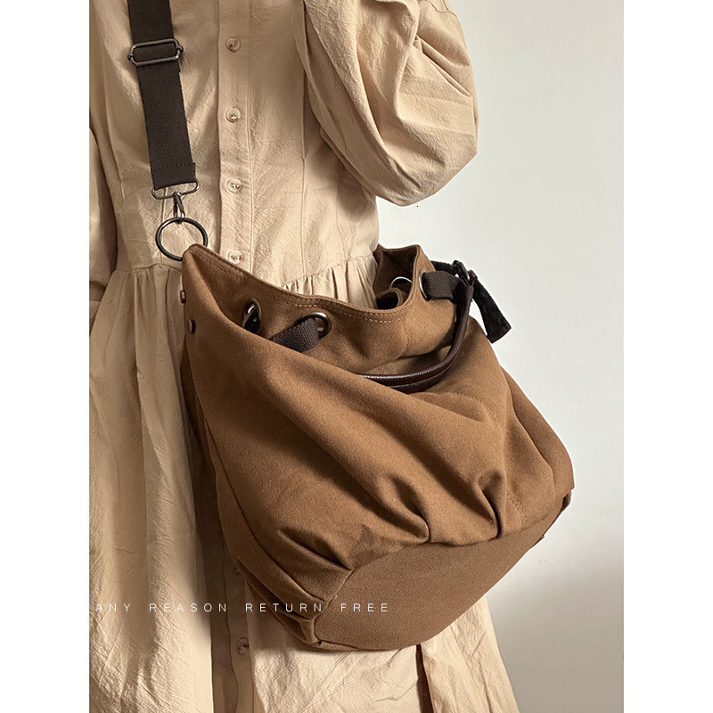 designer Japanese Style Tote Bag for Women, Large Capacity Canvas Vintage Commuter Handbag, Shoulder and Crossbody Large Bag
