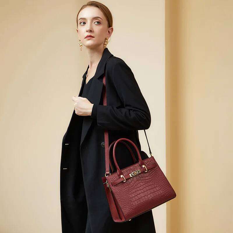 2025 Leather Tote Bag Women Top Handle Purse High Quality Designer Commuter Shoulder Crossbody Bag Large Capacity Gift