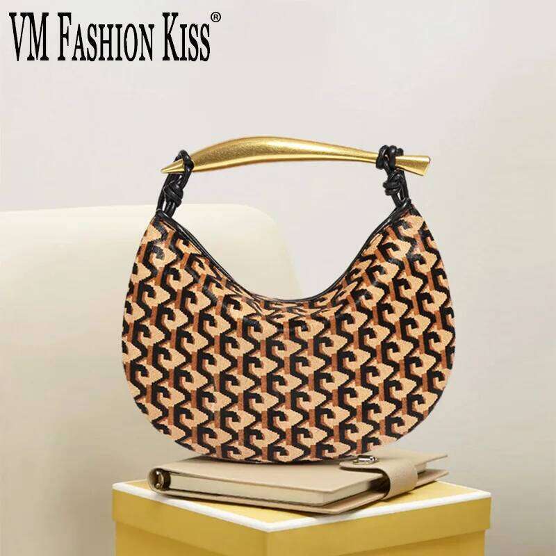 VM FASHION KISS 2025 New Women's Bags Genuine Horsehide Shoulder Cows Pattern Detachable Strap Messenger Bag Designer