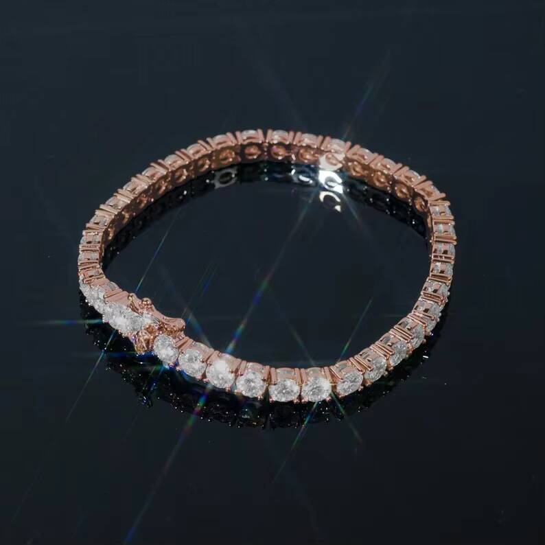 High Quality Sterling Sier Hip Hop Silicon Stone Tennis Chain Bracelet