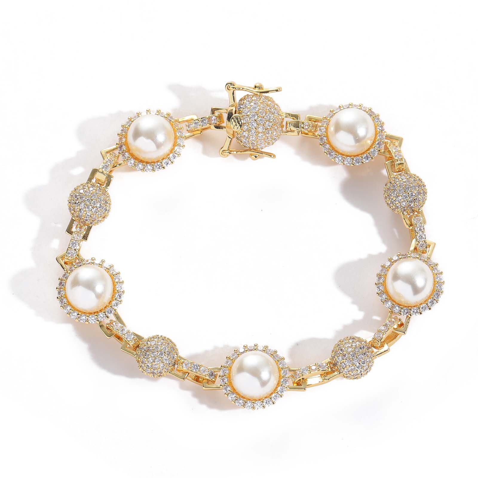 New Meisa Hip Hop Diamond Pearl Bracelet Mens Personalized Fashion Chain Hip Hop Accessories moissanite