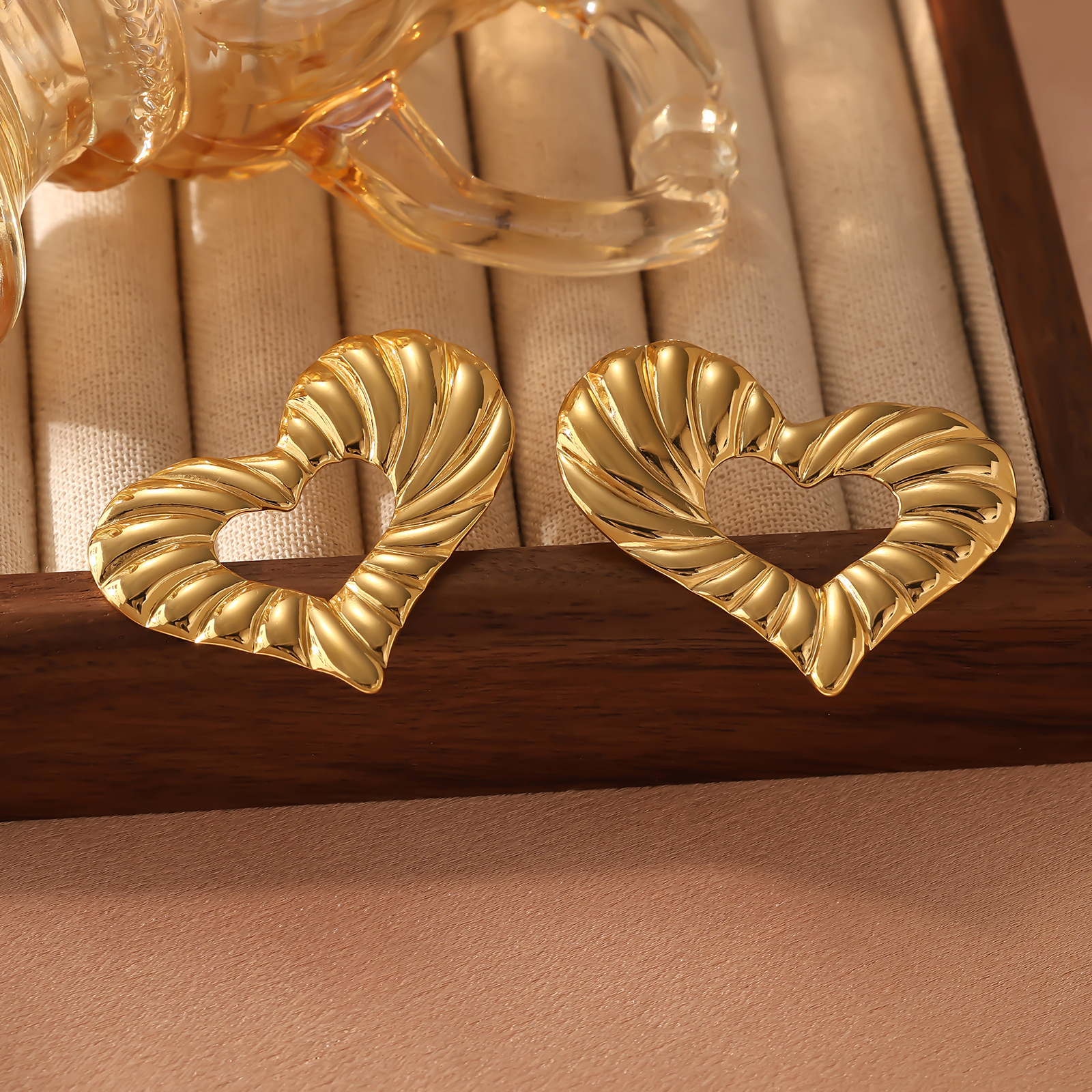 Hammered Irregular Earring Accessories for Women Stainless Steel Square Stud Earrings High-end Sense of Style