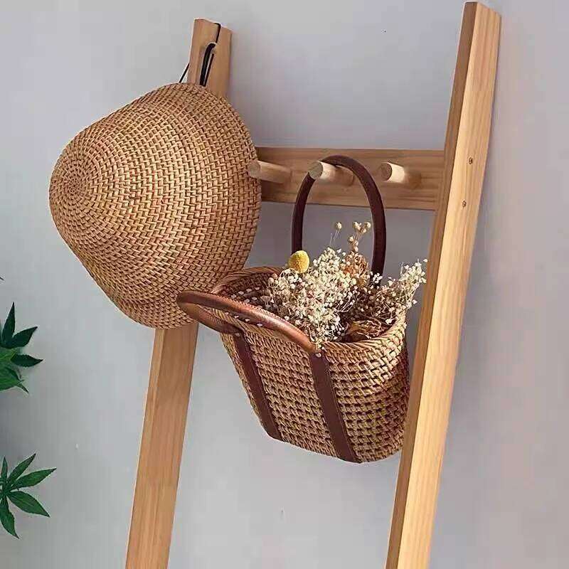 Rattan Knitted Hand-Woven Starry Sky Handbag 2024 Summer Seaside Holiday Travel Crossbody Bags For Women