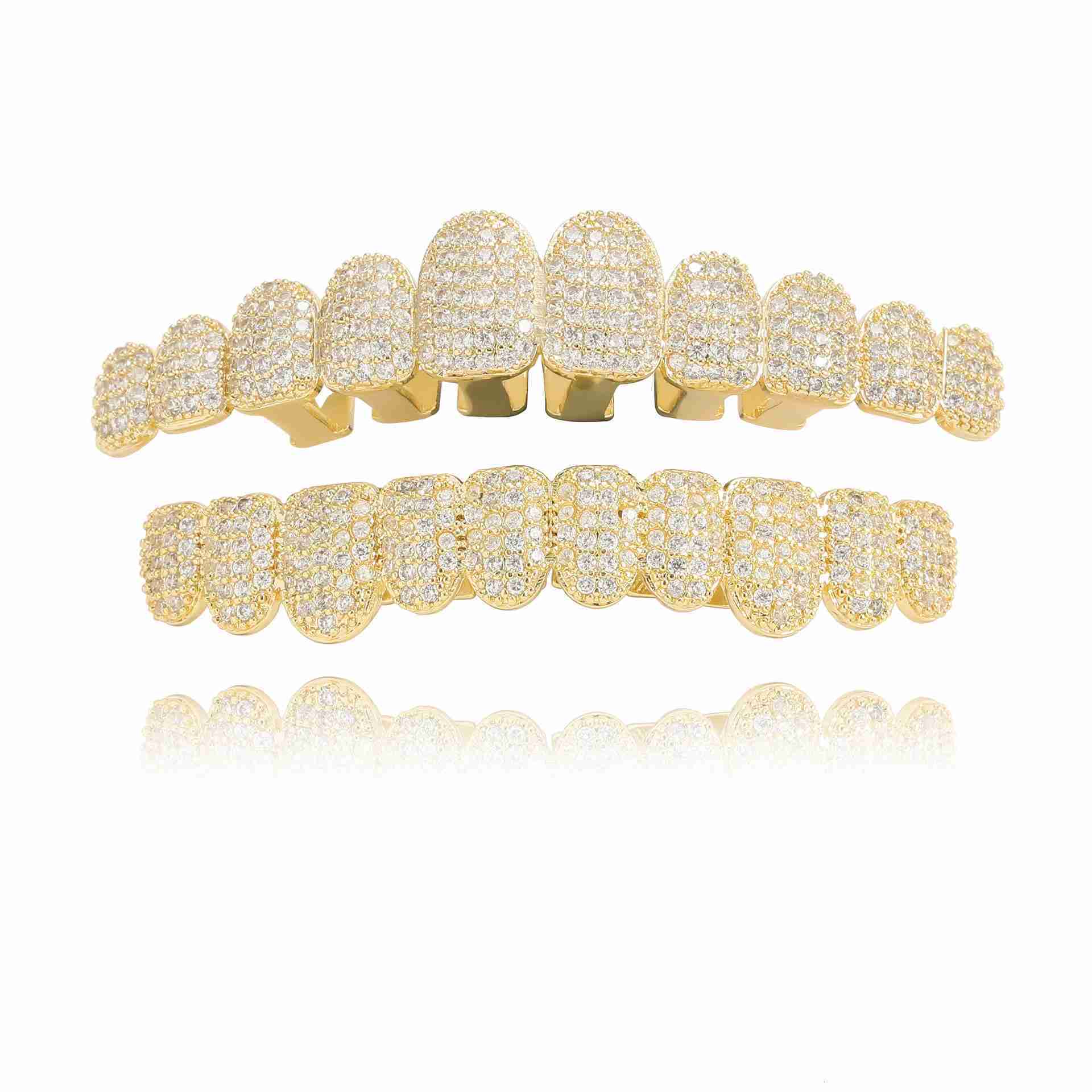 10 Teeth Full Diamond Irregular Gold Teeth Set HIPHOP Men Super Flash Hip-Hop Teeth Accessories Halloween moissanite
