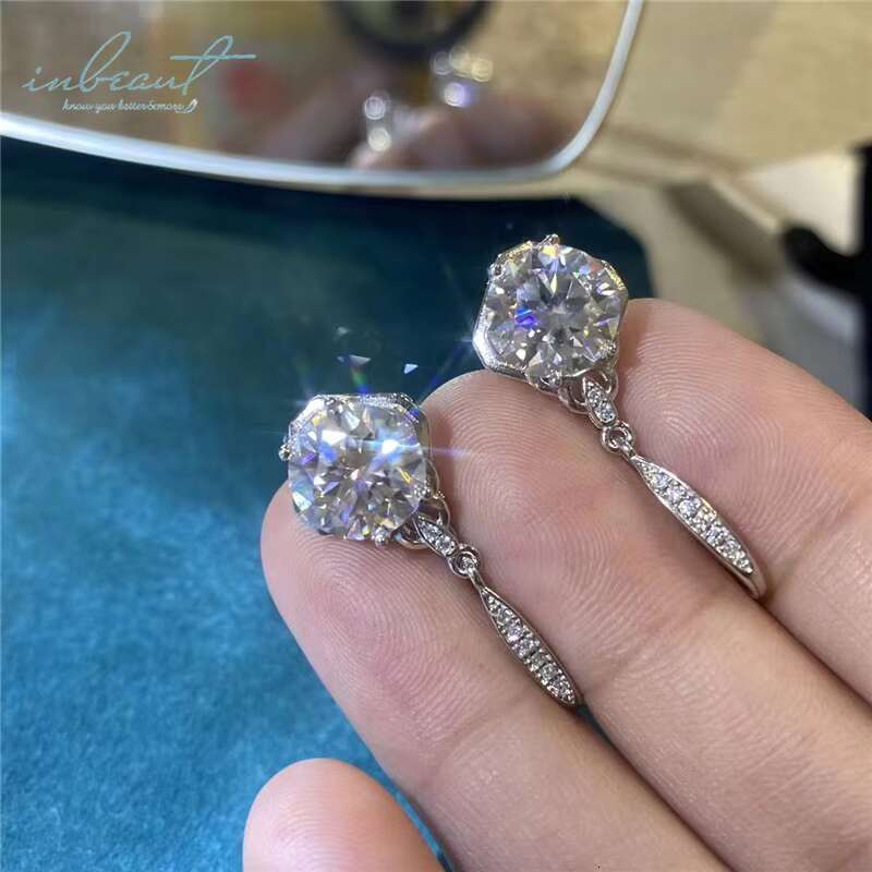 Silver 925 Original Total 6 Carat D Color VVS1 Moissanite Drop Earrings with GAR Certificate Diamond Test Past Gemstone Jewelry