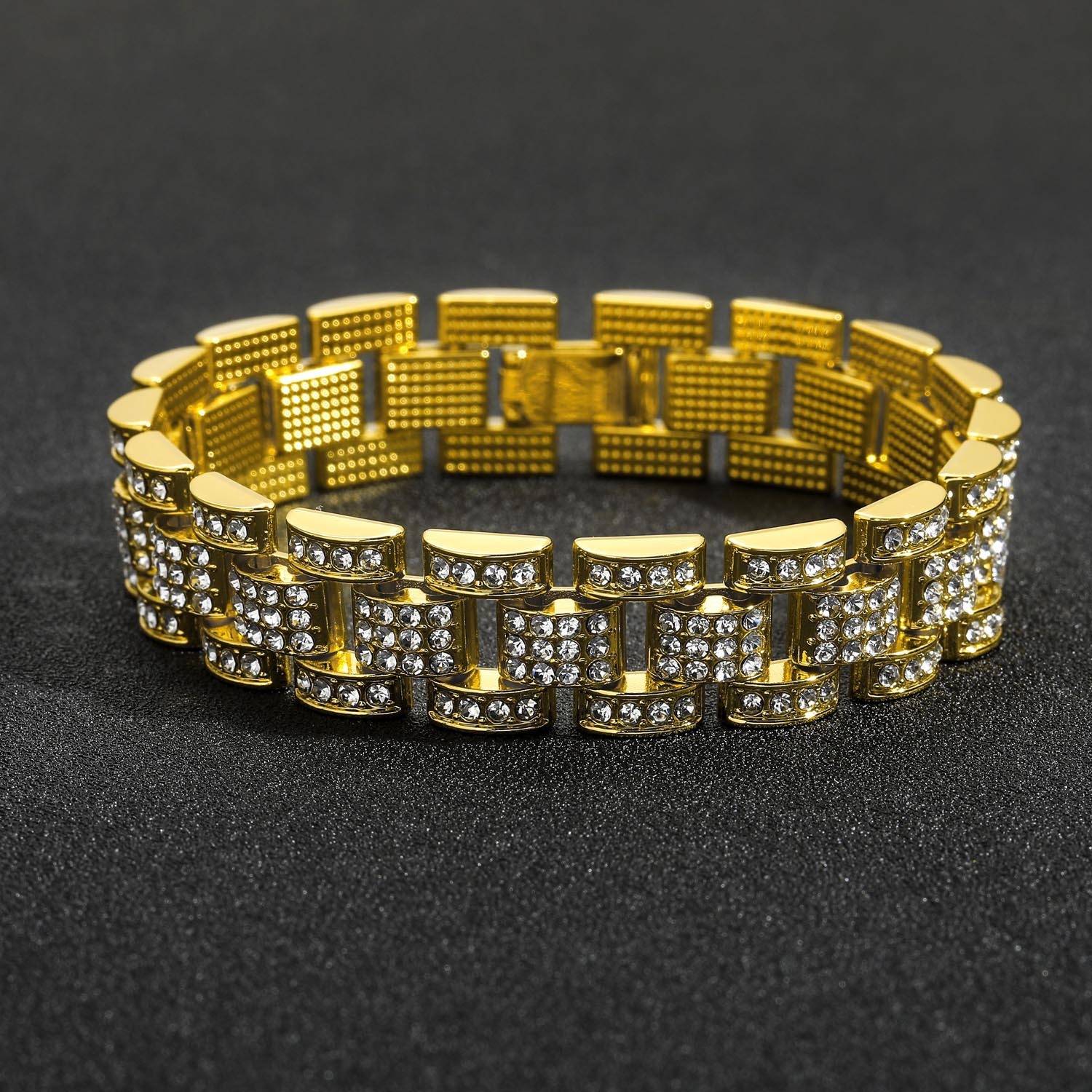 Bracelet 16mm diamond studded hip-hop Bracelet mens fashion bracelet punk Fashion Bracelet moissanite