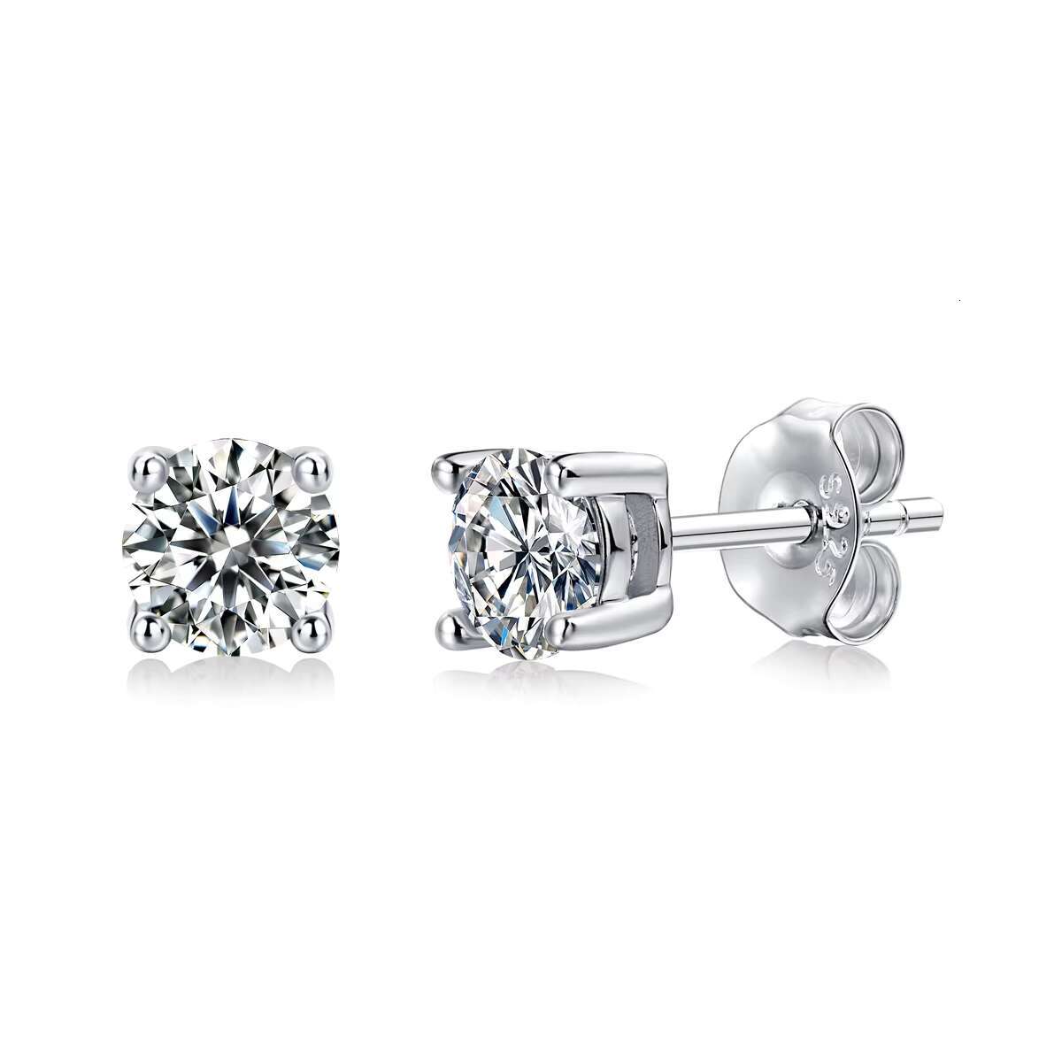 Factory Price Moissanite Jewelry Silver Stud 18K Four Claws S925 3mm/4mm/5mm/6mm Ladies Moissanite Earrings