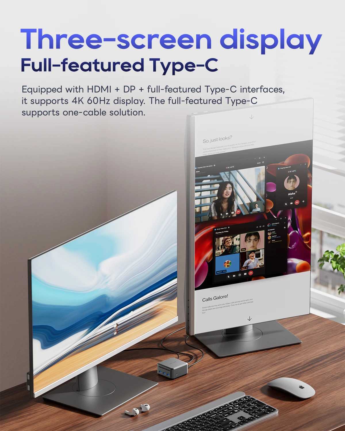 AOOSTAR N1 PRO Mini PC Intel N150 12GB RAM 256/512GB M.2 2242 SSD Dual 2.5G LAN/WiFi5/BT4.2 for Desktop Office/Business X250602