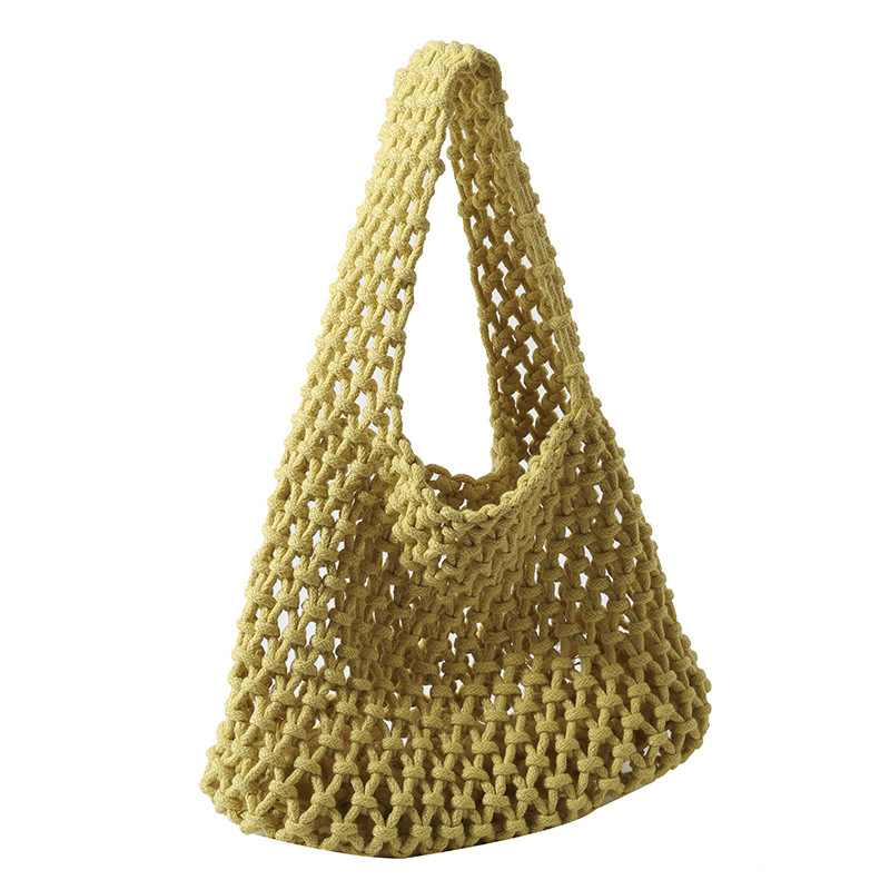designer Korean Style Niche Hollow Mesh Handbag Handwoven Wrist Bag Fashion Versatile Beach Vacation Tote Bag Trendy