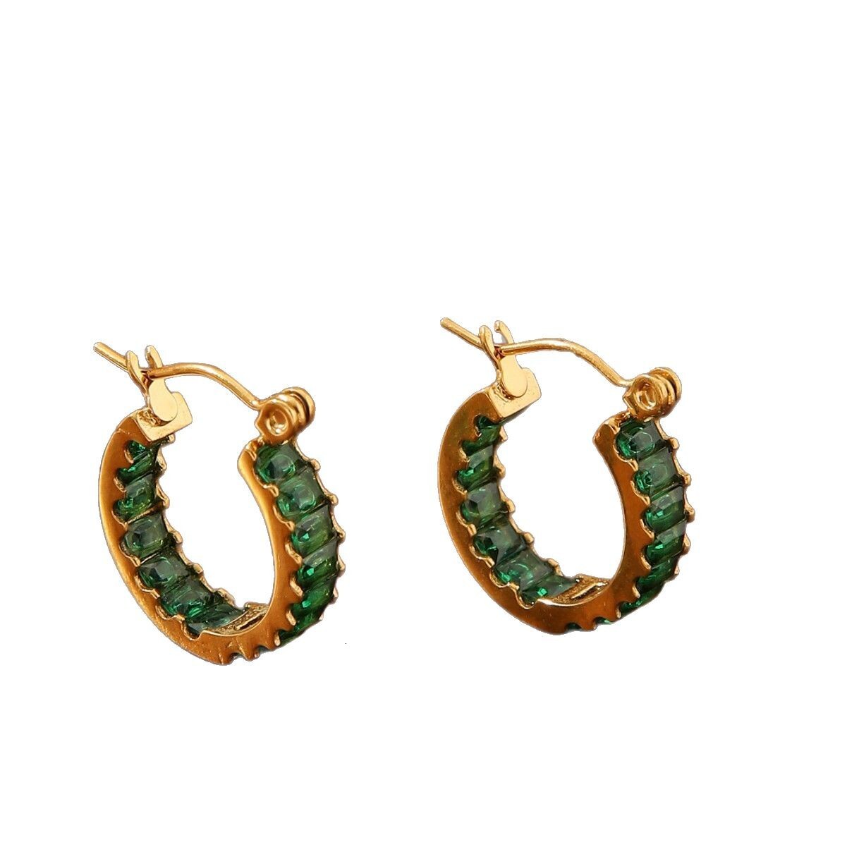 Titanium Steel Round Dia-Studded for Women, Unique Double-Sided Zircon Inlaid Gold Earrings