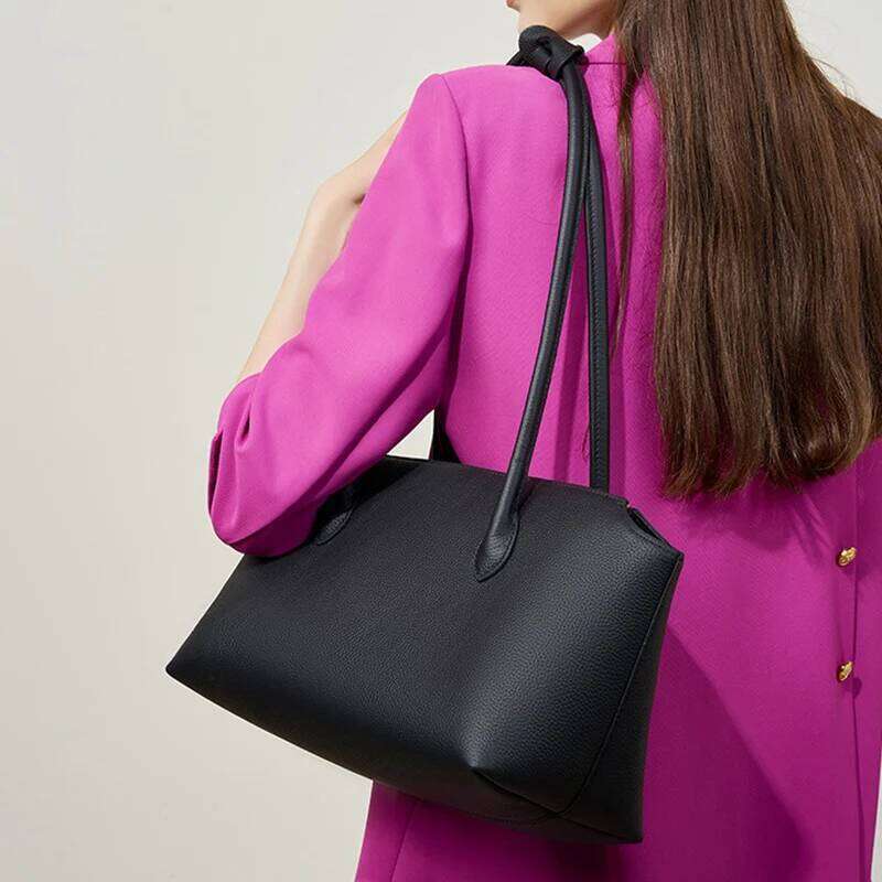 2024 Autumn New Genuine Leather Women Tote Lady Fashion Commuter Armpit Bag Female Large Capacity Single Shoulder Handbag