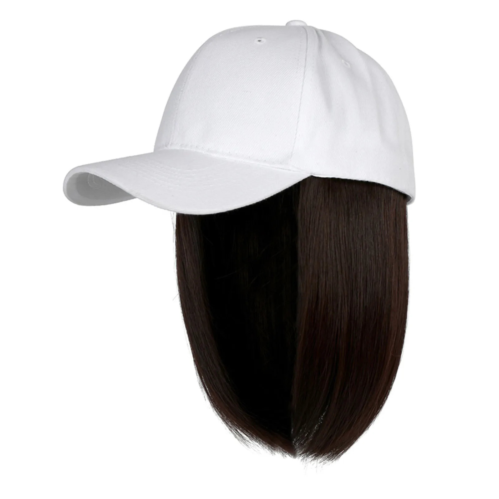 Paper Cup Hat Baseball Cap With Hair Extensions Straight Short Bob Hairstyle Removable Wig Hat For Baseball Hats with Quotes 250530