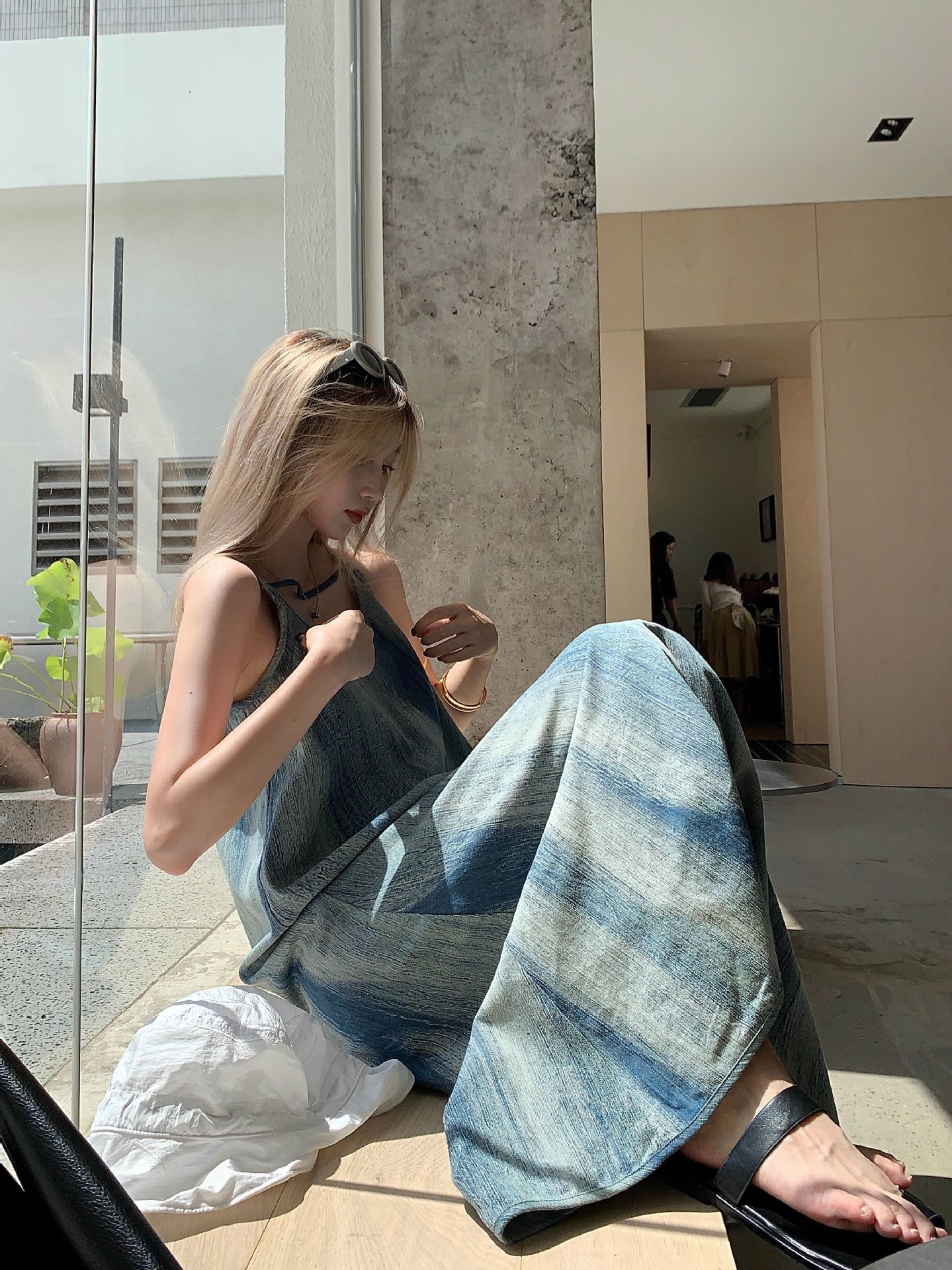 GC120 American design niche tie-dye temperament suspender dress