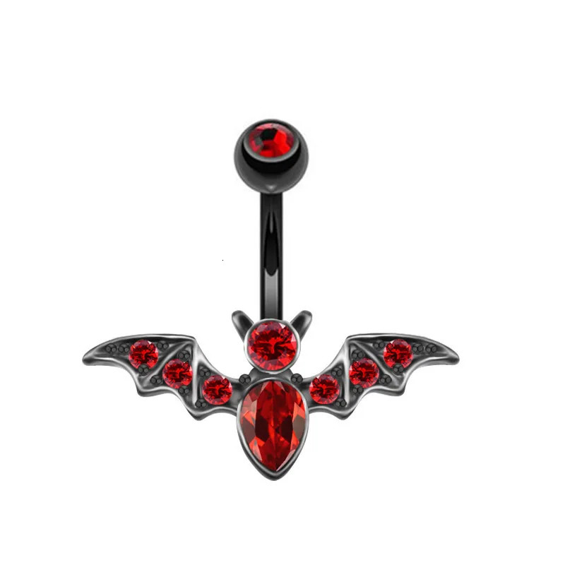 14G Stainless Steel Belly Piercing Jewelry Gothic Bat CZ Belly Button Rings Halloween Navel Ring Fashion Trendy Body Jewelry 250530