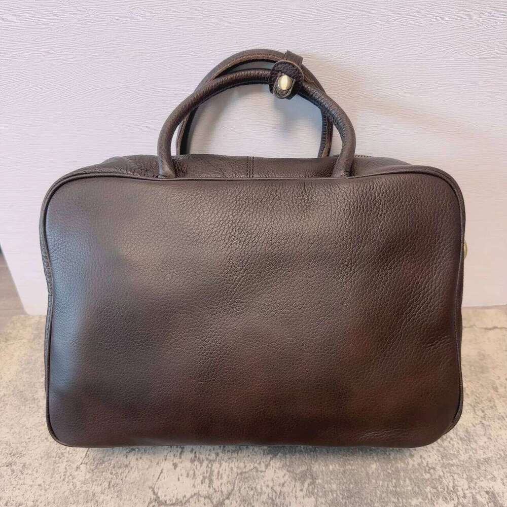 Motingsome Full Grain Cowhide Handbag Designer Bags For Women Bowling Tote Shoulder Crossbody Work Brief Case 2024 New