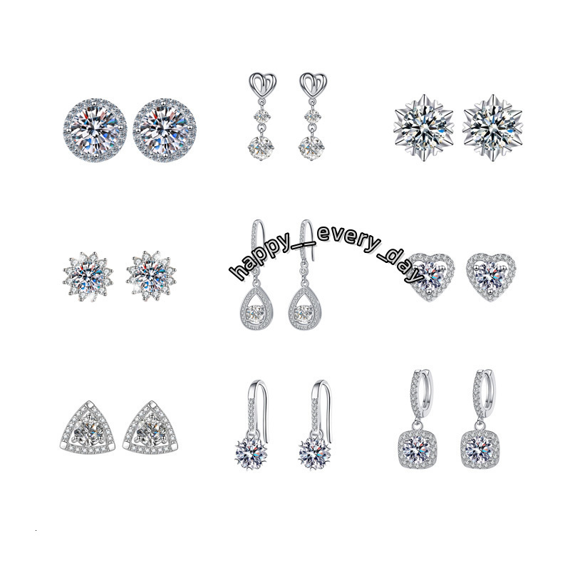 2mm 10mm Emerald Cut 925 Sterling Silver VVS Star square Gold Pear Shape Women Men Huggie Moissanite Stud Earrings