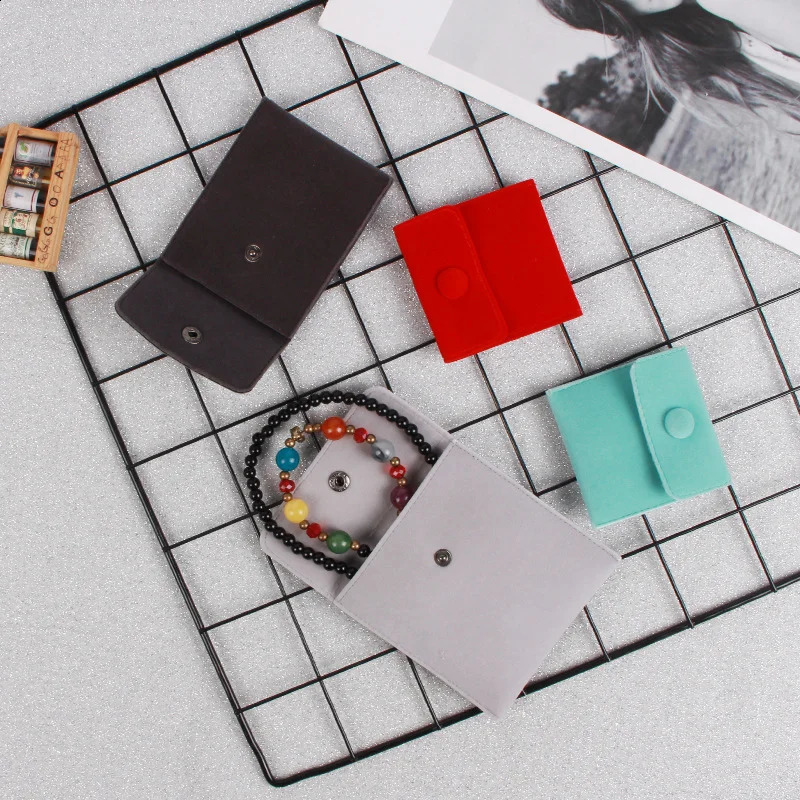 10pcs Jewellery Bags Snap Button Soft Velvet Bags Envelopes Jewellery Packaging Bags Wedding Gifts Storage Bags 250528