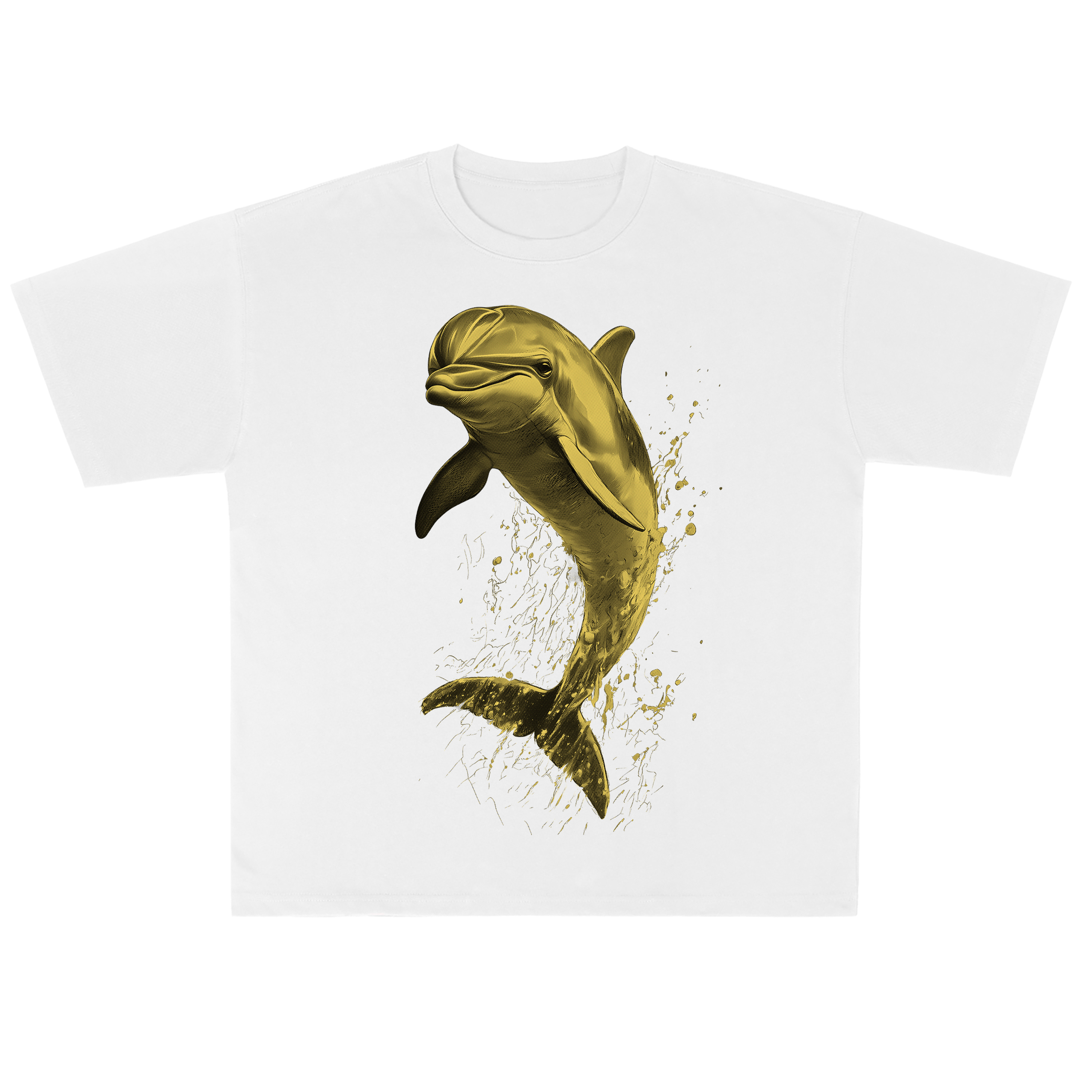 T-shirt men's top designer cotton T-shirt golden dolphin short sleeved clothing high-quality fashionable T-shirt