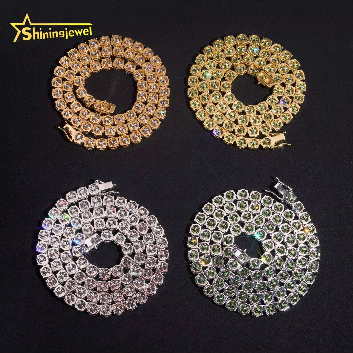 New Stock Fine Jewelry 925 Sterling Silver Fashion Necklaces 3-6MM Diamond Iced Out Moissanite Tennis Chain Necklace