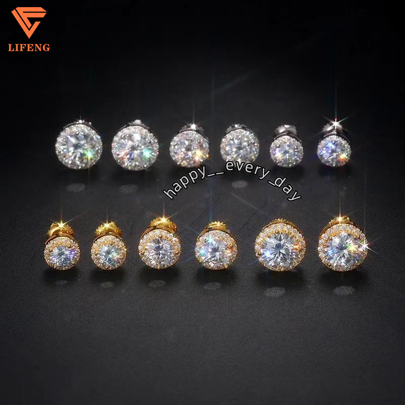 Moissanite Stud 925 Sterling Silver Drop Earrings Gra Certificate Hoop Earrings Men Vvs Moissanite Hip Hop Earrings