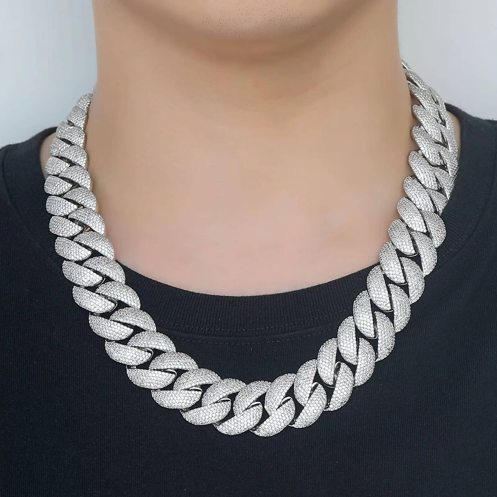2025 Miami Cuban Chain Necklace 22mm Iced 5-Row Thick Gold Plated Hip Hop Jewelry Zircon Main Gift
