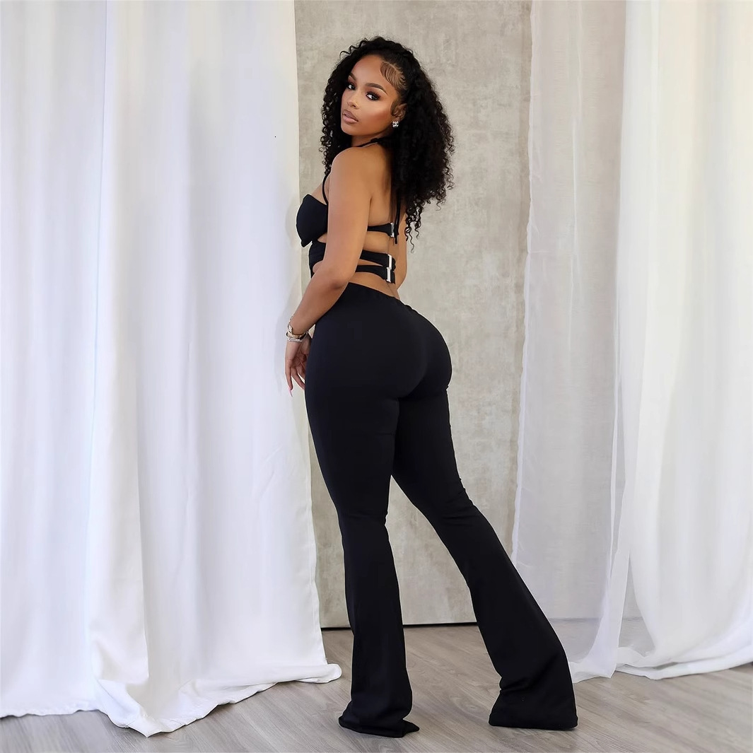 Designer T Shirt New European And American Fashion Cross Border Trade Slim Sexy Halter Tie Design Backless Jumpsuit Bodysuit Essentials Summer Dress