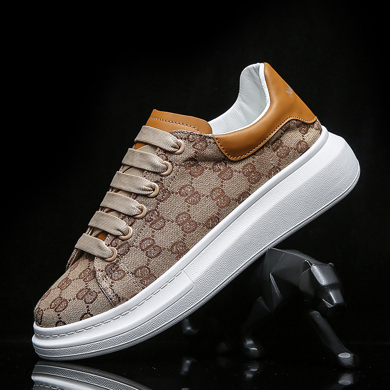 Free shipping designer men's shoes autumn and winter new fashion and trendy matching white sneakers, casual sports shoes, trendy thick-soled and 