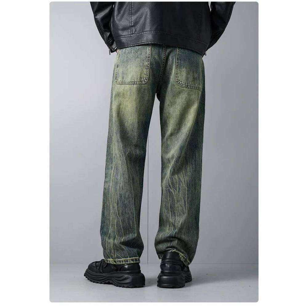 Men's Jeans Spring Baggy Casual Straight Wide-leg New Pure Cotton American Style Retro High Street Fashion Pants for men