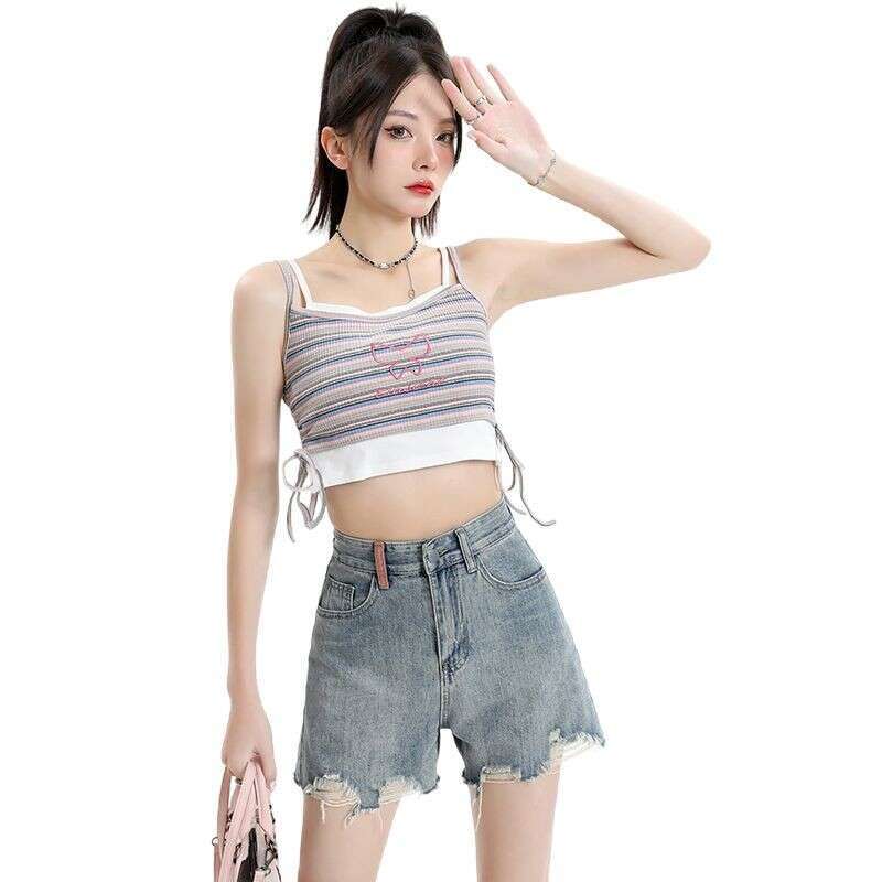 Denim Shorts Jeans Shorts Ripped Denim Shorts For Women Summer New High Waisted Slimming Loose Thin Style Girl A Line Wide Leg Hot Pants Ins Trend Rip