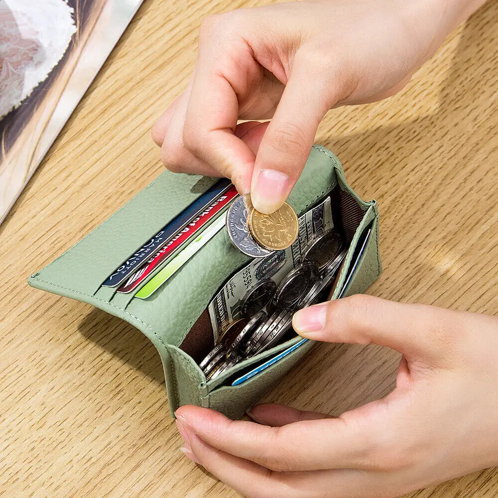 Genuine Leather Women Wallet Card Holder Small Purse Large Capacity Men Women Bank Business Holder Wallet Case 250528