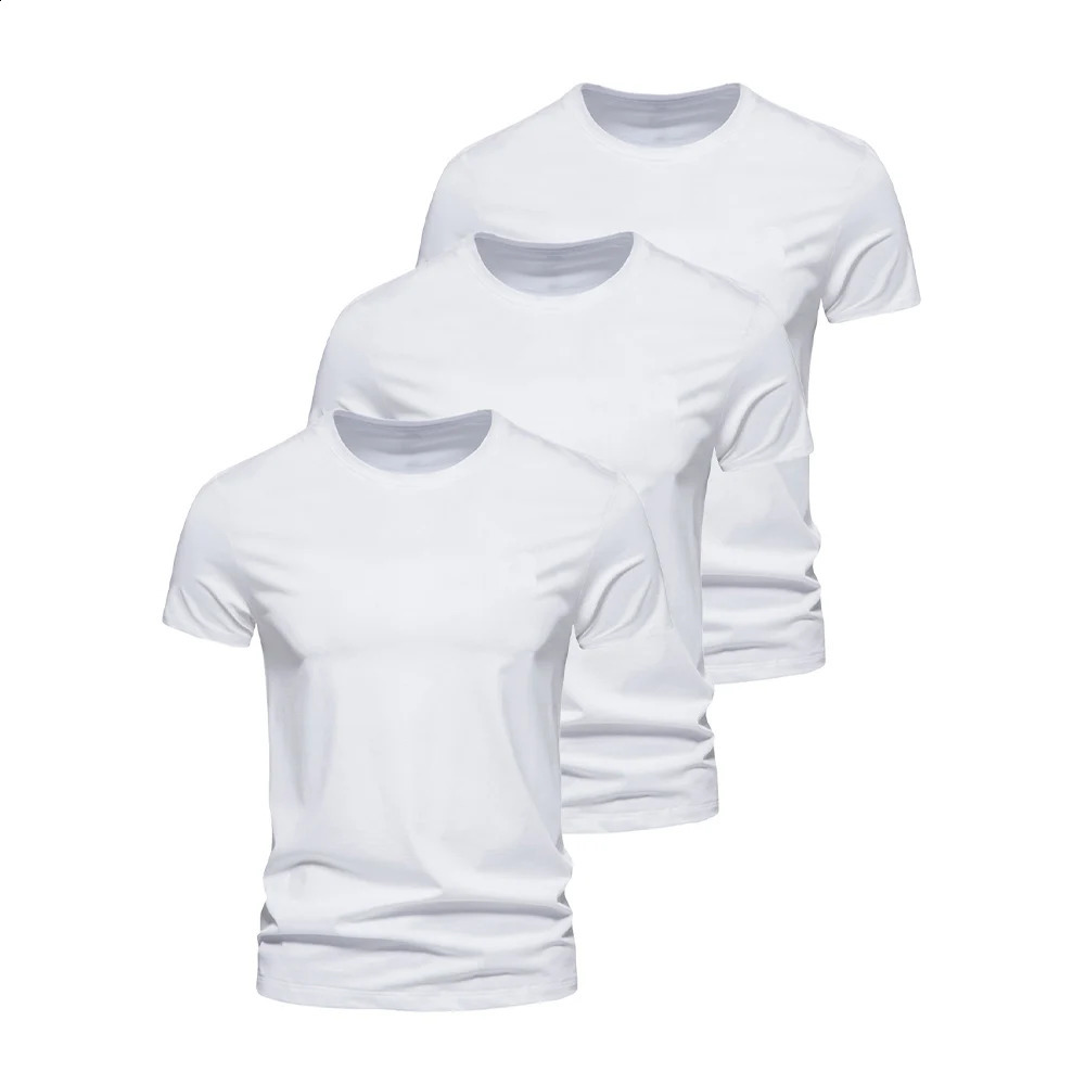 3Pcs Men T-shirt O-neck Fashion n Slim Fit Soild T-shirts Male Tops Tees Short Sleeve T Shirt For Men 250530