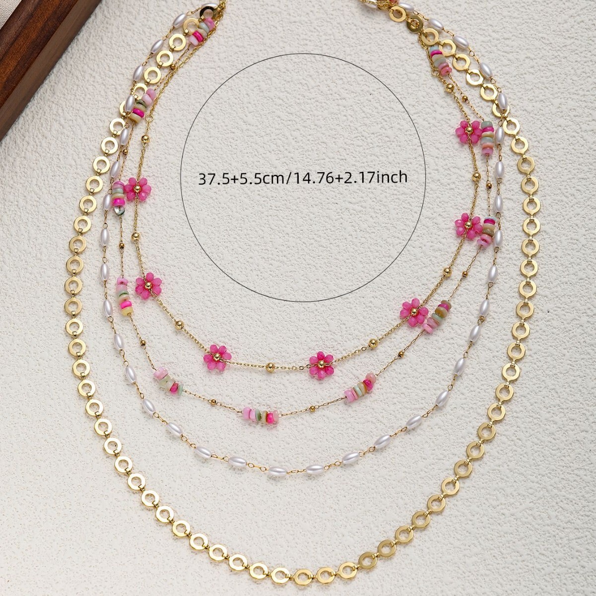 Jewelry Simple Versatile Titanium Steel Gold-Plated Pearl Necklace for Women