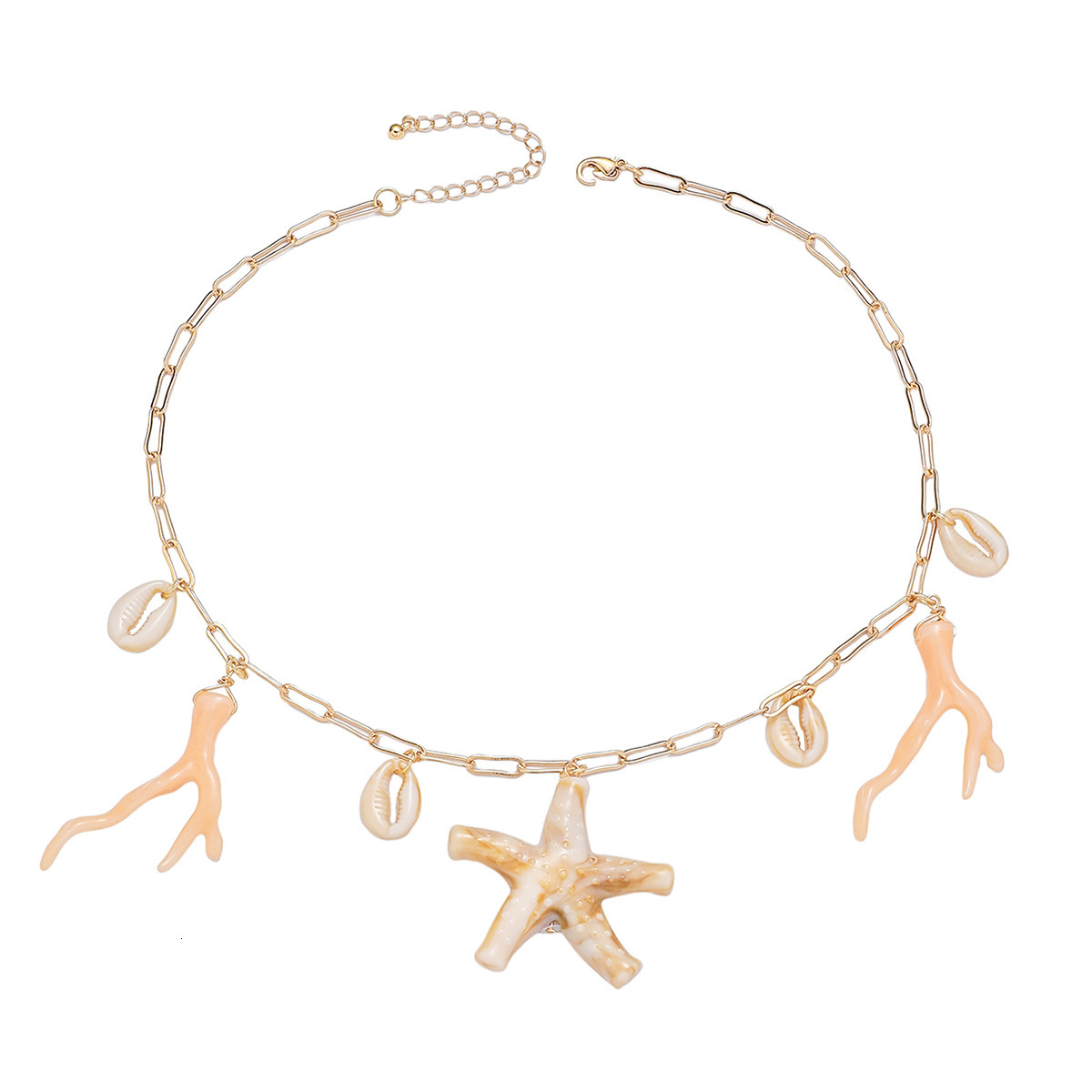 Ladies' starfish shell beach personalized simple pendant necklace, internet famous collarbone chain