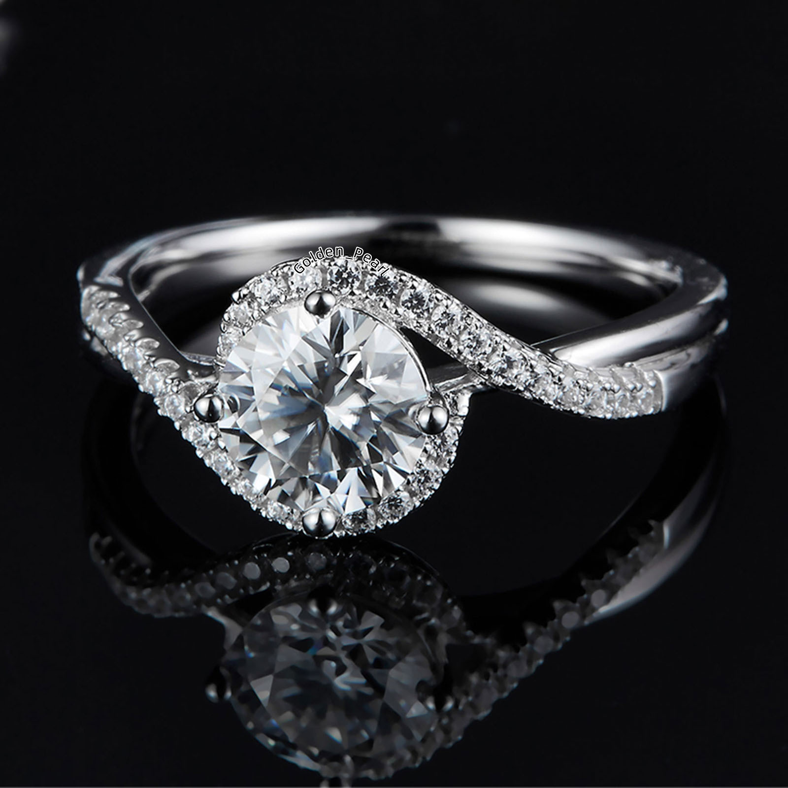 Moissanite Ring D Color VVS1 Clarity Lab Created Diamond Engagement Ring White Gold Plated 925 Sterling Silver Ring for Wedding