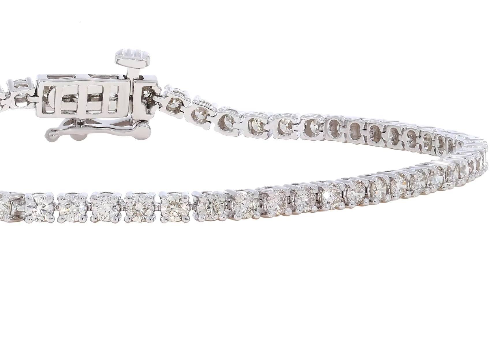 14k White Gold Celestial Beauty 1.00Ct Round Quartz Tennis Bracelet
