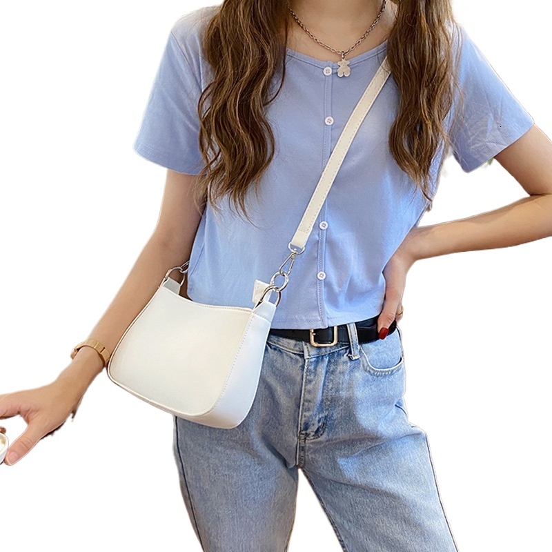designer White Bag for Women 2025 Spring Summer Korean Style Simple Small Square Bag with Metal Ring Shoulder Underarm Bag Crossbody Bag for Women