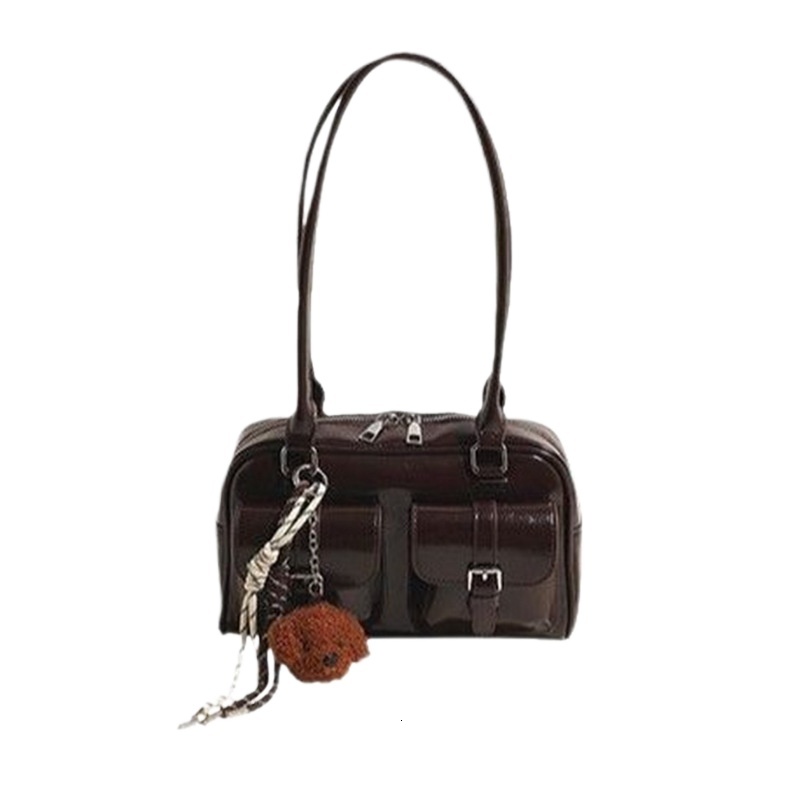 designer Trendy Women's Bags This Year Large Capacity Shoulder Bag Cute Pendant Pillow Bag Retro Multi-pocket Bowling Bag