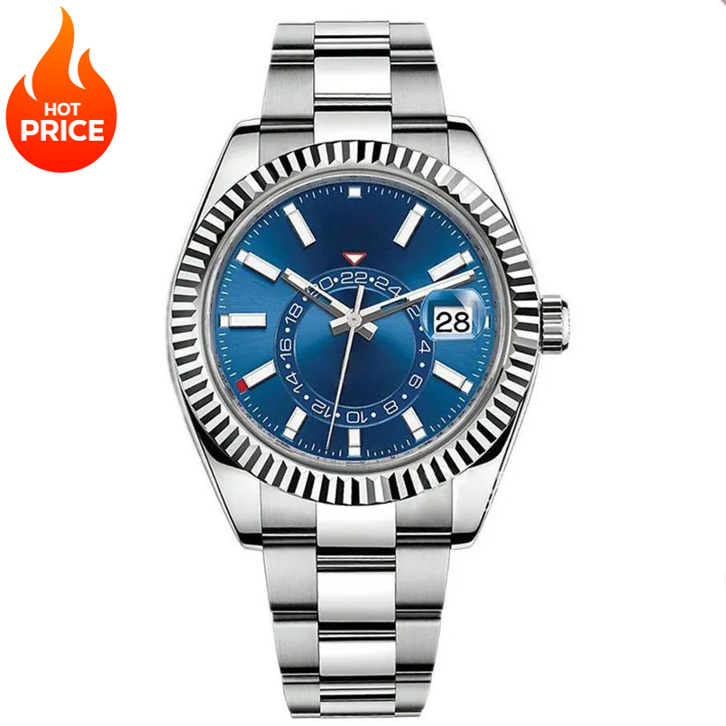 5A Quality Men Watches Waterproof Dual Time Zone Luxury 904L Stainless Steel Watches Automatic Mechanical Sweep Movement Male Wristwatches