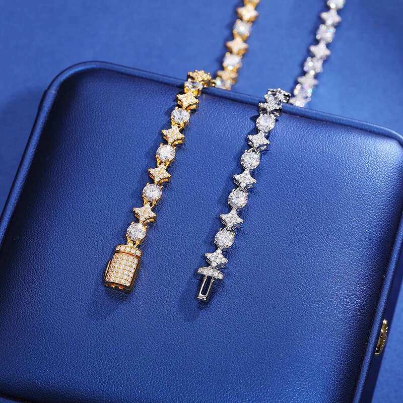 6mm Iced Out Bling Moissanite Bracelet 925 Sterling Silver For Women Exquisite Party Wedding Girlfriend Valentines Day Jewelry