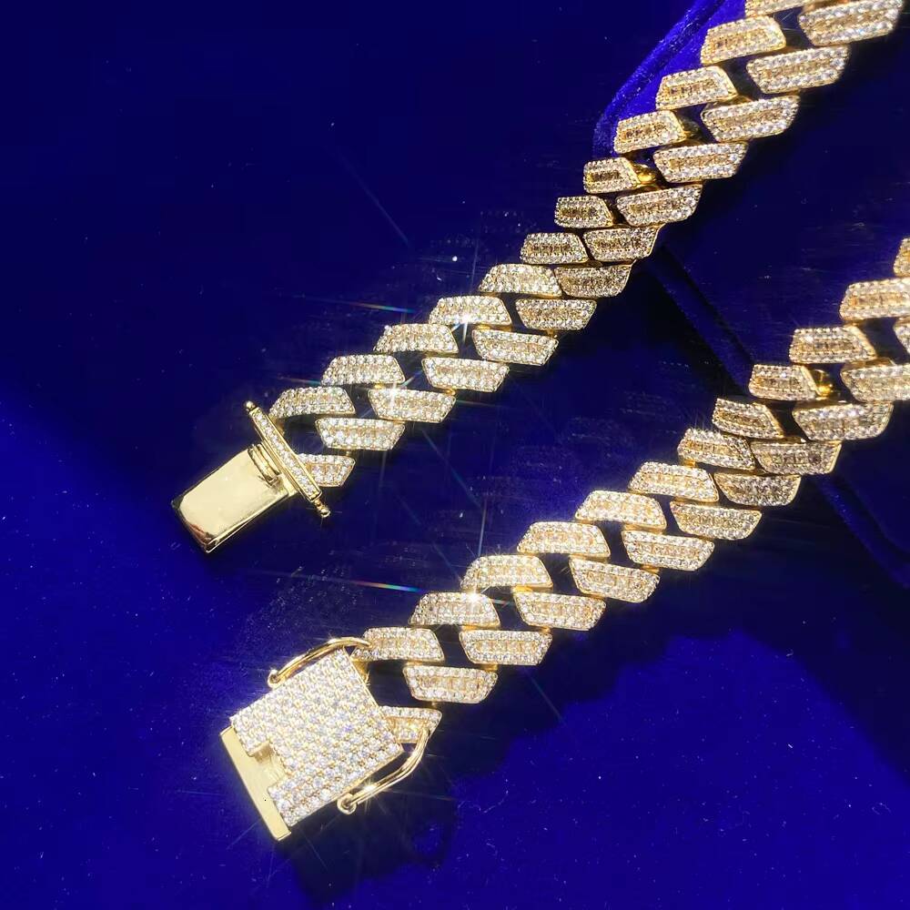 Fashionable hip-hop jewelry trendy pure sier rhodium Cuban chain men's cutting necklace