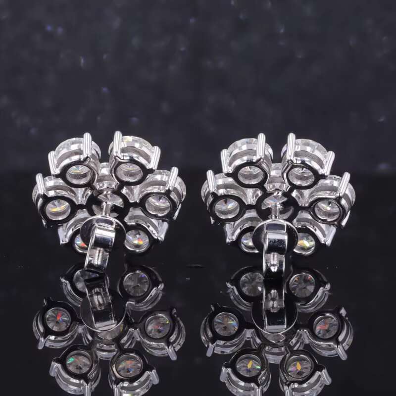 Starsgem High Quality 10K 14K 18K White Gold Moissanite Jewelry Diamond Stud Earring