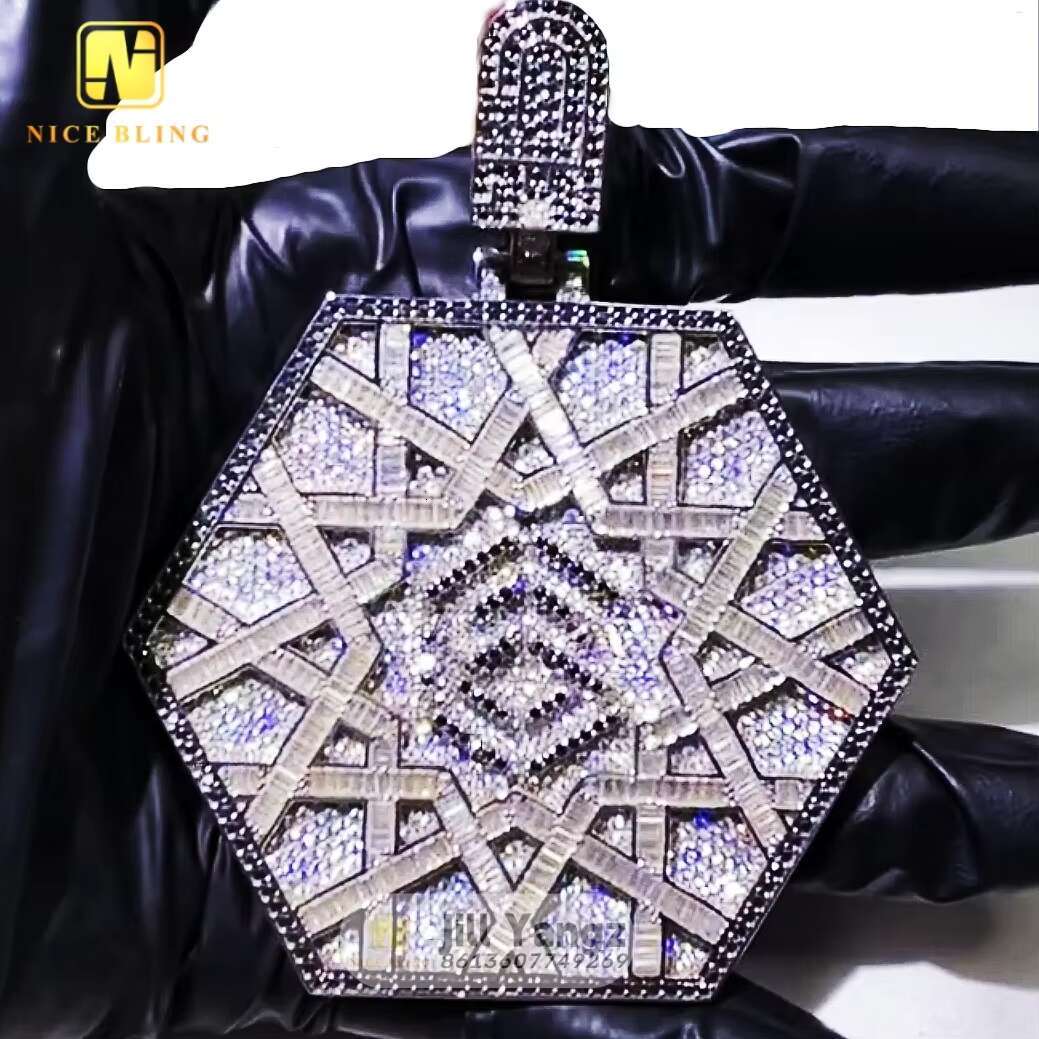 Custom Moissanite Pendant Iced Out Jewelry Gold Plated VVS Moissanite Diamonds Cuban Chain 3D Custom Name Hip Hop Letter Pendant