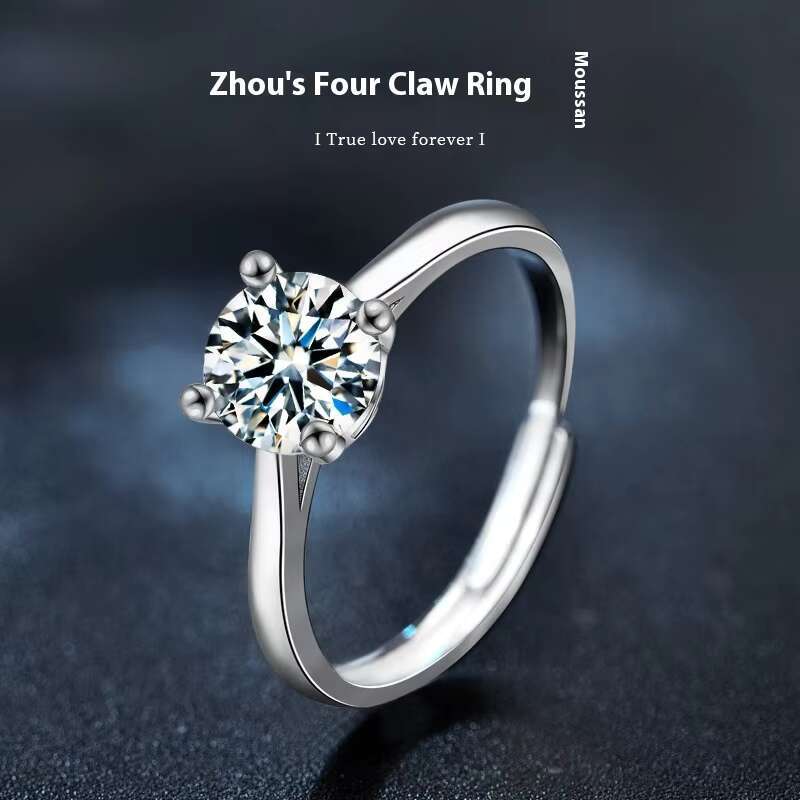 Custom 925 Silver Wedding Ring with Moissanite Diamond Stone Gemstone Jewelry Trendy Style for Anniversary