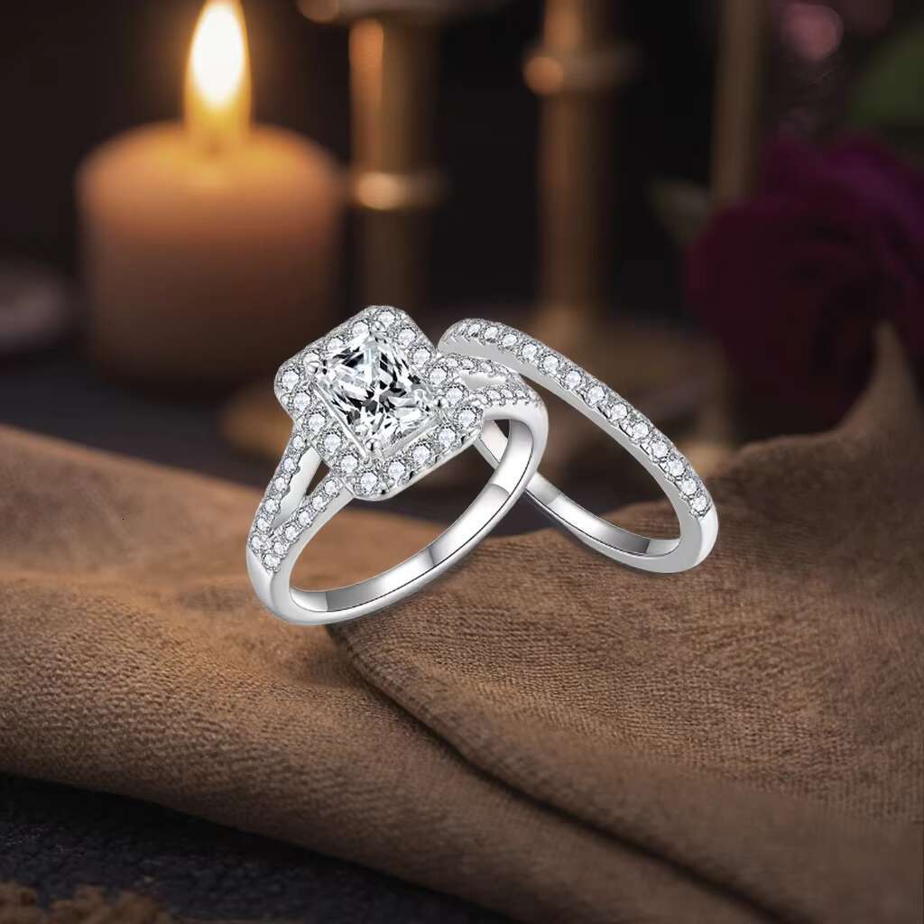 6*9mm 2CT D Color Moissanite Gemstone Ring Elegant Classic Oval Design 925 Silver Classic Wedding Oval Moissanite Set Rings